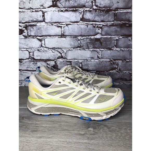 Hoka One Mafate Speed 2 Eggnog Gray Mesh Neon Yellow Running Men 14M US/49 1/3EU